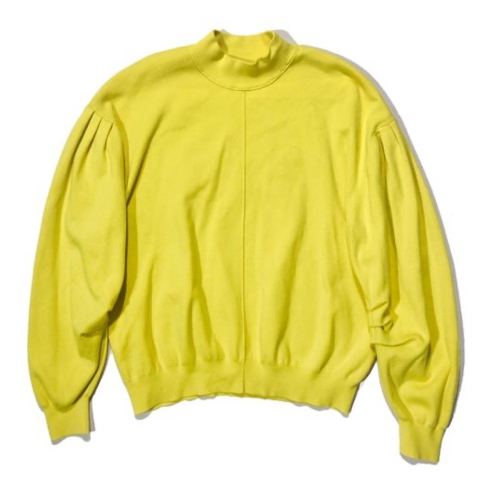 Free People Canary Yellow Mock Neck Oversized Dolman Sleeve Sweater RARE